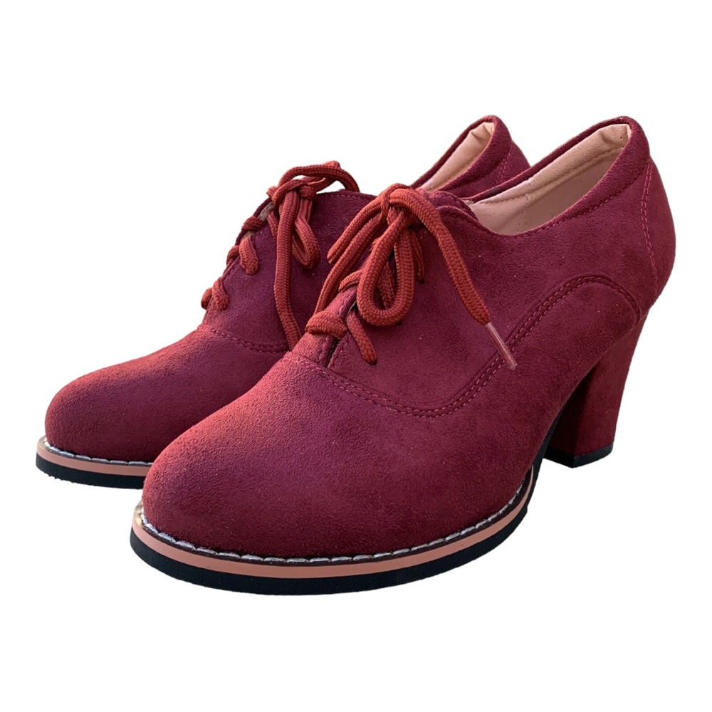 Red Suede Oxford Booties